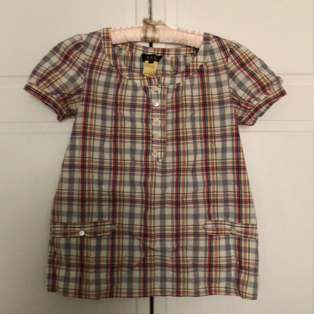 APC plaid short-sleeved cotton top